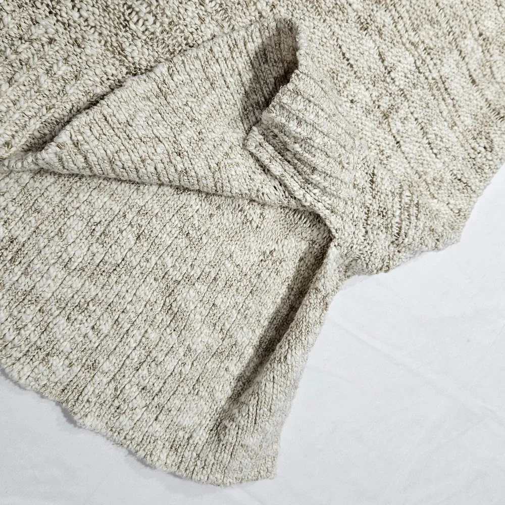 LOFT Womens XS Beige Marled Knit V-Neck High-Low Pullover Sweater